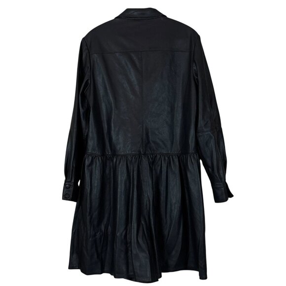 Rebecca Taylor RTR Faux Leather Buttoned Long Sleeve Romper Black Size 8 - Picture 2 of 11